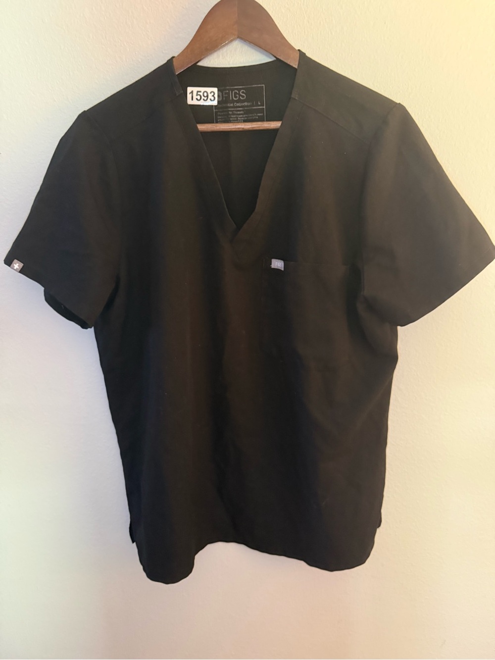 FIGS Black Womenβs V-Neck Short Sleeve Scrub Top